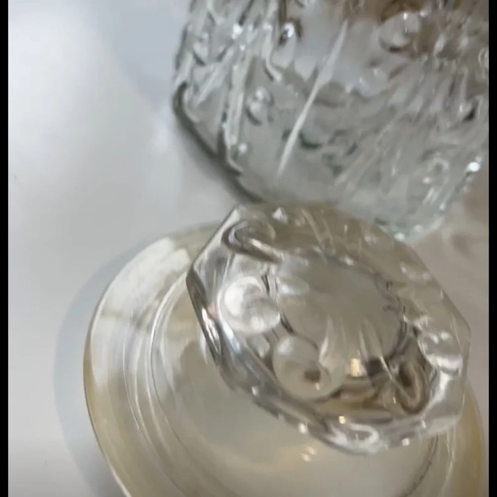Large Vintage L.E. Smith Atterbury Scroll Design/ Federal Glass Canister W Lid